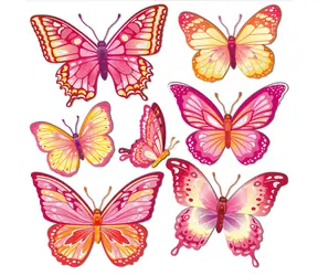 SPARKYS Dekorative Wandaufkleber Schmetterling / 3D / Rosa