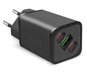 SBS NanoTube schwarz / Reiseadapter / GaN / 2x USB-C, USB-A / 65 W / PD