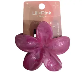 SPARKYS Haarspange, rosa Marmorrosa / Blumenmotiv / 13,4 x 7,5 cm