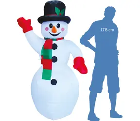 Sparkys aufblasbarer, leuchtender Schneemann 187 cm / Weihnachtsdekoration / LED-Beleuchtung / mit Kompressor