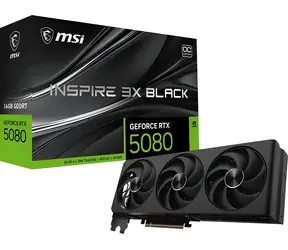 MSI GeForce RTX 5080 16G INSPIRE 3X OC Schwarz / Grafikkarte / Nvidia / 16 GB GDDR7 / 256 Bit / 1x HDMI + 3x DP