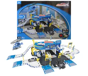 SPARKYS Polizeistation mit Garage / 2 Autos 1:64 / Hubschrauber / ab 3 Jahren
