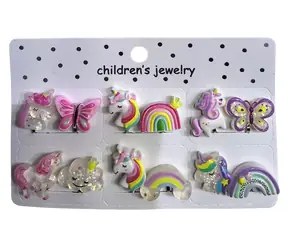 SPARKYS Ohrring-Set PINK Einhörner / 6 Paar / Für Mädchen