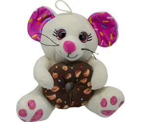 SPARKYS Plüschmaus mit Donut, weiß / 20 cm / Plüsch