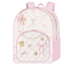 Sparkys Deluxe Rucksack mit Schleifen, weiß-rosa / Rucksack / für Mädchen / 41,5 × 30 × 12 cm