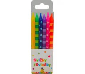 SPARKYS Geburtstagskerze mit Punkten und Streifen / 6 cm / 12 Stück