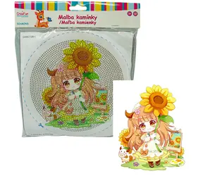 SPARKYS Diamantmalerei mit Rahmen Puppe und Sonnenblume / 20x20 cm / ab 6 Jahren