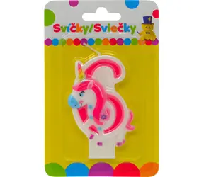 SPARKYS Geburtstagskerze Einhorn, Zahl 6 / Kuchenkerze / 9 x 14 x 1,3 cm / 12 g