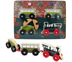 SPARKYS BABU Holzpuzzle-Eisenbahnen / 4-teiliges Set / ab 3 Jahren