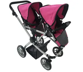 Sparkys Puppenwagen Zwillinge Rosa-Schwarz / Puppenwagen / ab 3 Jahren