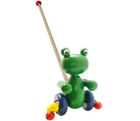 BABU Frosch am Stiel / Nachziehspielzeug / Holz / ab 2 Jahren