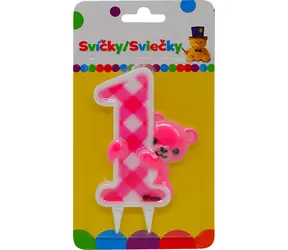SPARKYS Geburtstagskerze JUMBO 1 Mädchen / Höhe 17 cm / ab 1 Jahr
