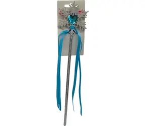 SPARKYS Zauberstab mit Schneeflocke und blauem Band / Karnevalsaccessoire / Kunststoff / 30 cm