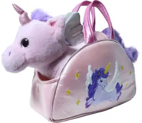 SPARKYS Plüscheinhorn in glitzernder Handtasche, pink / 27 cm