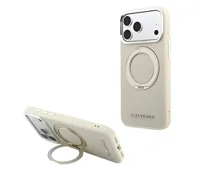 Karl Lagerfeld PU Saffiano Ringständer beige / Rückseite / MagSafe / Apple iPhone 18 Pro Max