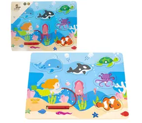 SPARKYS BABU Holzpuzzle mit Stab Meereswelt / 6 Teile / ab 2 Jahren