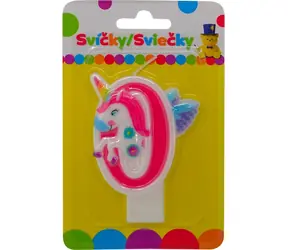 SPARKYS Geburtstagskerze mit Einhorn und Zahl 0 / 9 x 1,3 x 14 cm