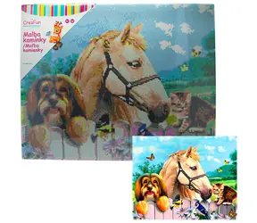 SPARKYS Diamantmalerei Pferd, Hund und Katze / Diamantmalerei / 40x50 cm