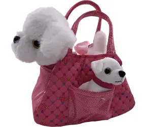 SPARKYS Plüschtasche mit Hund und Welpe, rosa / Tasche / Plüsch / 23 x 16 x 10 cm