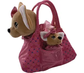 Sparkys Plüschtier Chihuahua mit Welpen, rosa / Plüschbeutel / 23 x 16 x 10 cm