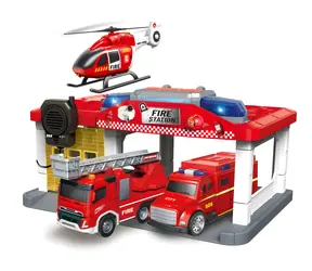 Feuerwache SPARKYS mit Hubschrauber / Licht und Ton / STADT-EINSATZWAGEN