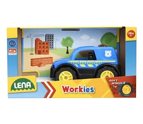 Lena Workies Polizeiauto, Dekokarton blau / ab 1,5 Jahren
