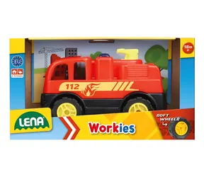 Lena Workies Feuerwehrauto rot / Kunststoff / Dekorativer Karton / 18 m+