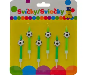 SPARKYS Geburtstagskerze Fußball / 6 Stück / Mit Halter
