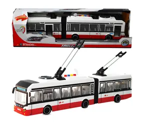 SPARKYS Gelenk-Trolleybus Stadtverkehr rot / Schwungrad / Soundeffekte / Maßstab 1:16 / ab 3 Jahren