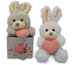 SPARKYS Plüschhase mit Herz, Kuscheltier / 12 cm / 2 Farben / ab 3 Jahren