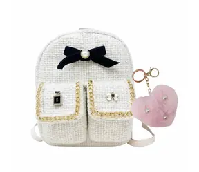SPARKYS Mini-Rucksack mit Herz-Schlüsselanhänger / Schwarzes Band / 26 × 19 × 10 cm