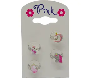 SPARKYS Kinderringe Einhorn / 4 Stück / ab 3 Jahren