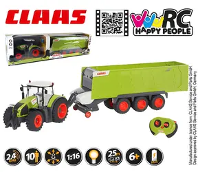 HAPPY PEOPLE RC-Traktor Claas Axion mit Anhänger Claas Cargos / 1:16 / 2,4 GHz / ab 6 Jahren