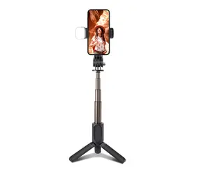 SBS Selfie Stick Pro schwarz / Selfie-Stick / LED-Licht / Stativ