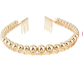 SPARKYS Haarband mit goldenen Perlen, PINK / Karnevalsaccessoire / Metall