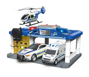 Polizeistation Sparkys mit Hubschrauber / Licht und Ton / Stadtdienstwagen