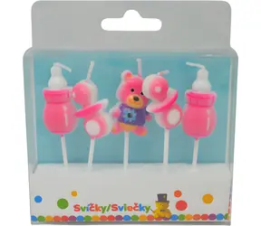 SPARKYS Geburtstagskerzen für Mädchen / 5 Stück / mit Halter
