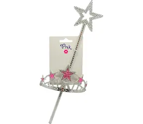 SPARKYS Haarband mit Krone und Zauberstab / Karnevalsaccessoire / ab 3 Jahren