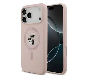 Karl Lagerfeld Flüssigsilikon Karl und Choupette MagSafe pink / Rückseite / Apple iPhone 18 Pro Max