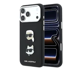 Karl Lagerfeld PU Semi Wrap Saffiano K&CH Heads Schwarz / Rückseite für iPhone 18 Pro Max