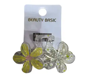 SPARKYS Haarspange, rosa, gelb, transparent / Blumenmotiv
