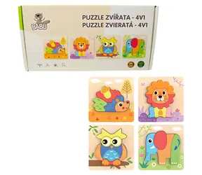 BABU Puzzle Tiere 4-in-1 / Holz / 25 Teile / ab 18 Monaten
