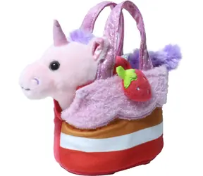 SPARKYS Plüscheinhorn, pink, in Erdbeer-Handtasche / 15 cm