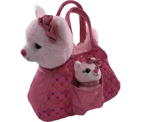 Sparkys Plüschtier Katze mit Kätzchen, rosa / Plüschbeutel / 23 x 16 x 10 cm