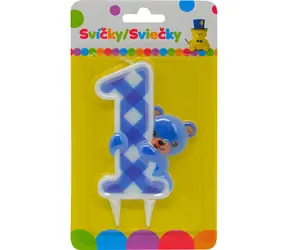SPARKYS Geburtstagskerze JUMBO 1 Junge / Höhe 17 cm / ab 1 Jahr