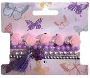 SPARKYS Armbänder mit rosa Blumen / Perlenarmbänder / 4 Stück