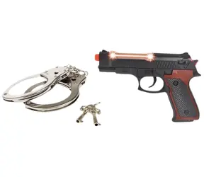 SPARKYS Polizeipistole mit Handschellen / Sound- und Lichteffekte / 3x LR54/AG10 Batterien