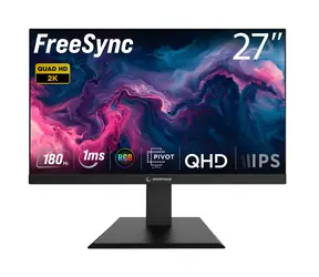 27" Rampage Miracle Schwarz / Monitor / Schnelles IPS-Display / QHD / 180 Hz / 1 ms / HDMI + DP / VESA