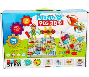 SPARKYS 3D-Konstruktionsset mit Bohrmaschine und Steckpuzzle / 281 Teile / ab 3 Jahren