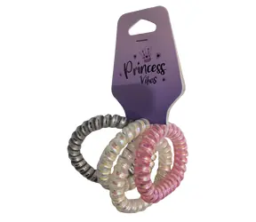 SPARKYS Spiralhaargummi, rosa, perlmuttfarben und metallisch / 4 Stück